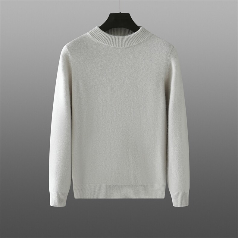 2025年秋季常规长袖套头半高领针织衫时尚百搭,男装针织衫/毛衣,溪贝羊绒