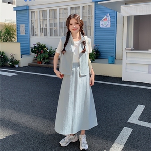 现货：夏装新款休闲工装马甲半身裙三件套2C135-8805P155K218图片