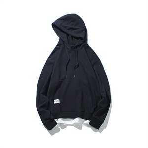 马切达黑墙日系复古欧美街头潮牌运动大码假两件连帽卫衣W121图片