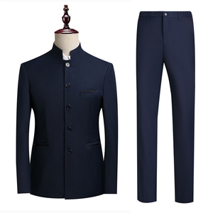 T2Z8613P125中式演出西服套装礼服男士青年立领中山装修身男服装图片