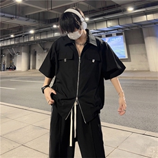 夏季小众短款短袖衬衫工装外套宽松高级t恤CS0778-P45，男装Polo衫，星座308B-2