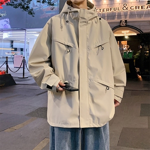 港风二开宽松冲锋衣工装夹克百搭落肩简约上衣外套JK742 P75图片