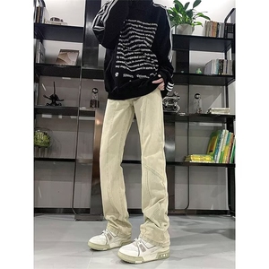 现货! 港风新款2025潮流百搭直筒宽松大码牛仔裤松紧腰NZ6203-P45图片