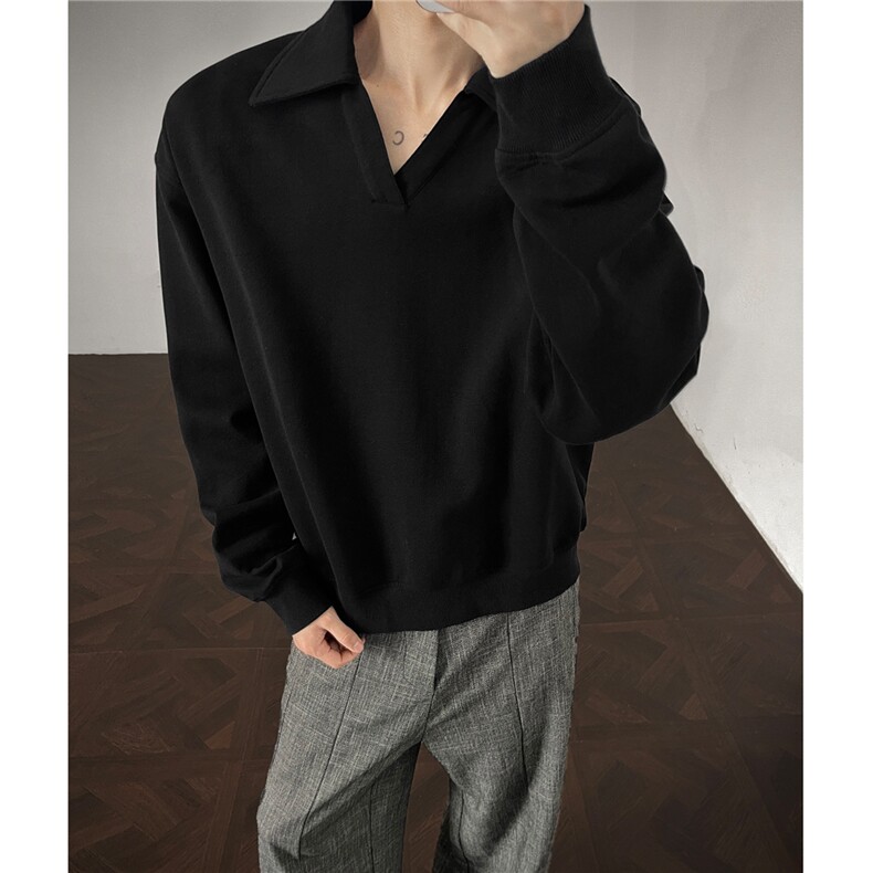 秋装新品海欧领卫衣男polo衫短款版宽松长袖外套H1119特P48，男装Polo衫，电商A341