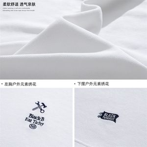 新港风 250g美式空气层字母短袖男重磅珠地刺绣T恤K1799-P40控68图片