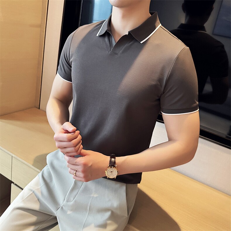 2026夏季新款轻奢高级感翻领短袖Polo衫潮流半袖T恤T0272-特P45图片