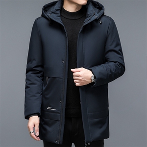 连帽羽绒服男加厚保暖上衣2023年新款冬季中年商务休闲爸爸装外套图片