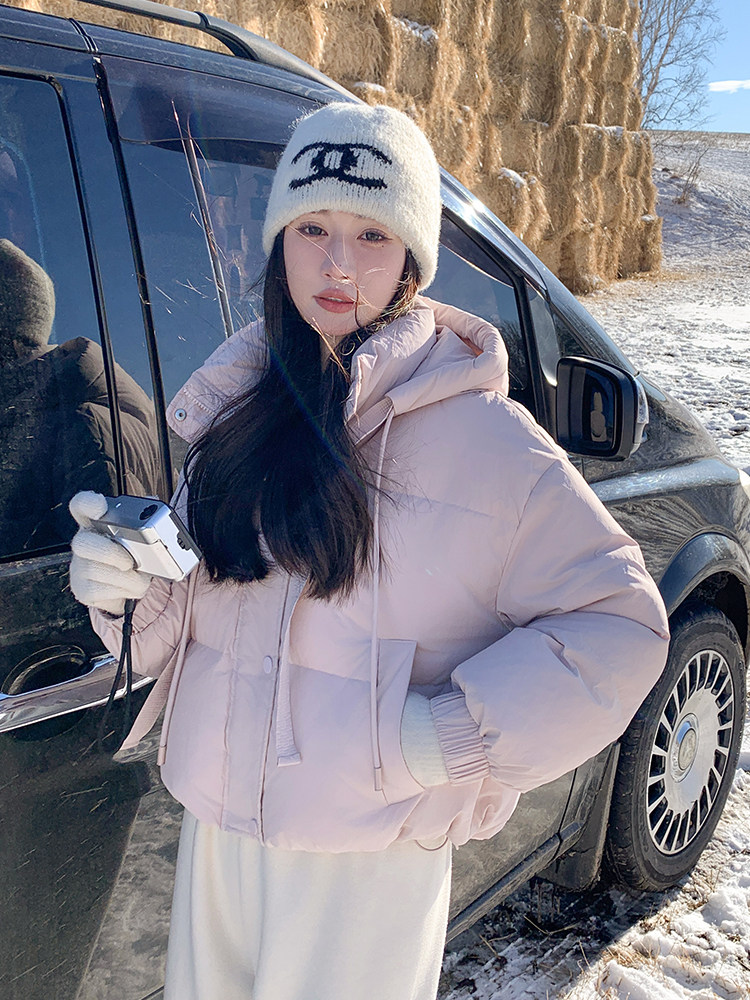 韩版连帽减龄加厚羽绒服女2025冬季新款时尚保暖90白鸭绒显瘦外套,女装羽绒服,2D075
