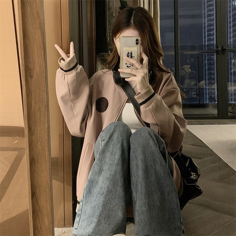 棒球服外套女春款新款学院风复古学院风初高中学生C725-98,女装短外套,星座911-2(原星座613-2）