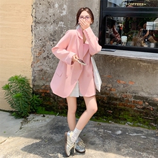 温柔风粉色甜美减龄西服女春季2025新款休闲小个子高级感西装外套，女装短外套，浙宝189