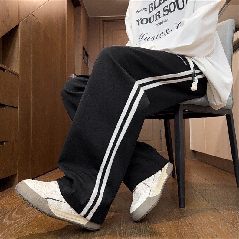 条纹设计感直筒休闲卫裤CK63M-3XL特P30,男装休闲裤,电商B325