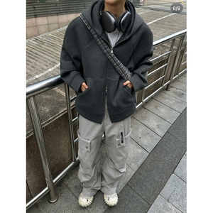 706-1-WY1028-P85 现货  重磅卫衣 秋季美式复古连帽廓形连帽卫衣图片