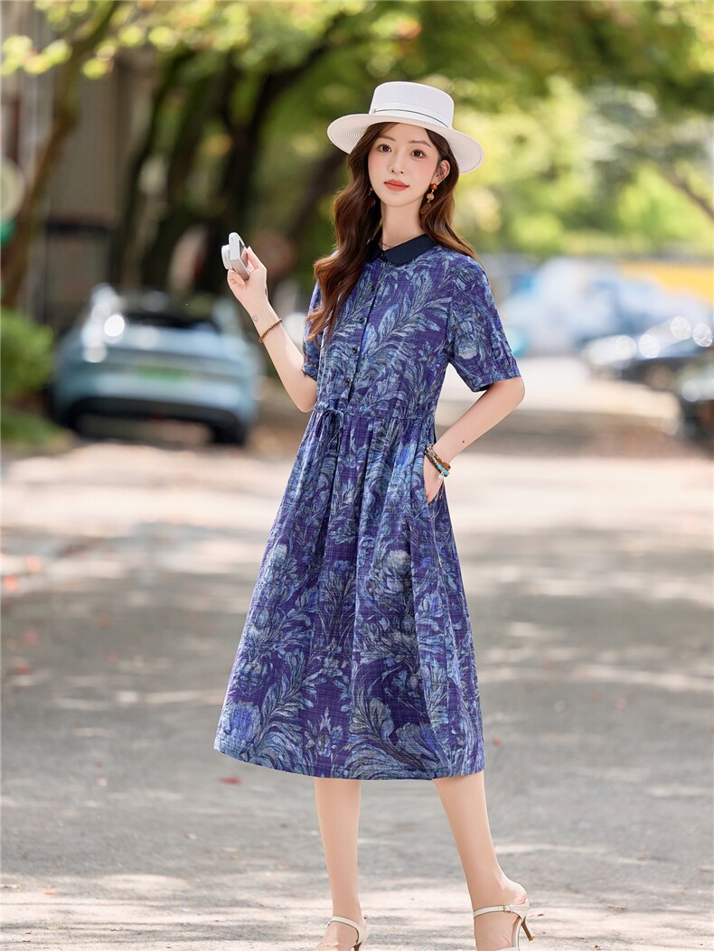 817时尚印花显瘦连衣裙,女装连衣裙,倪叶myz