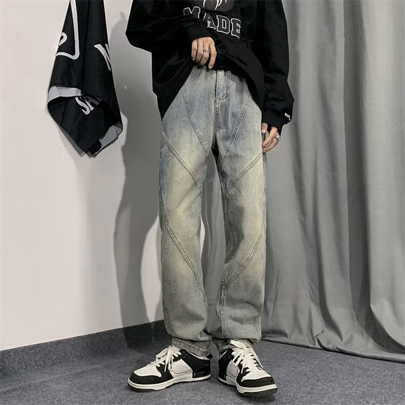 牛仔裤男秋季潮大码休闲裤子高街N1784P45图片