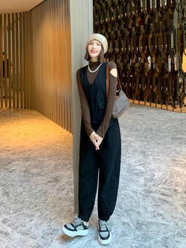 2021秋冬新款韩版时尚休闲背带长裤,女装其它,星女郎