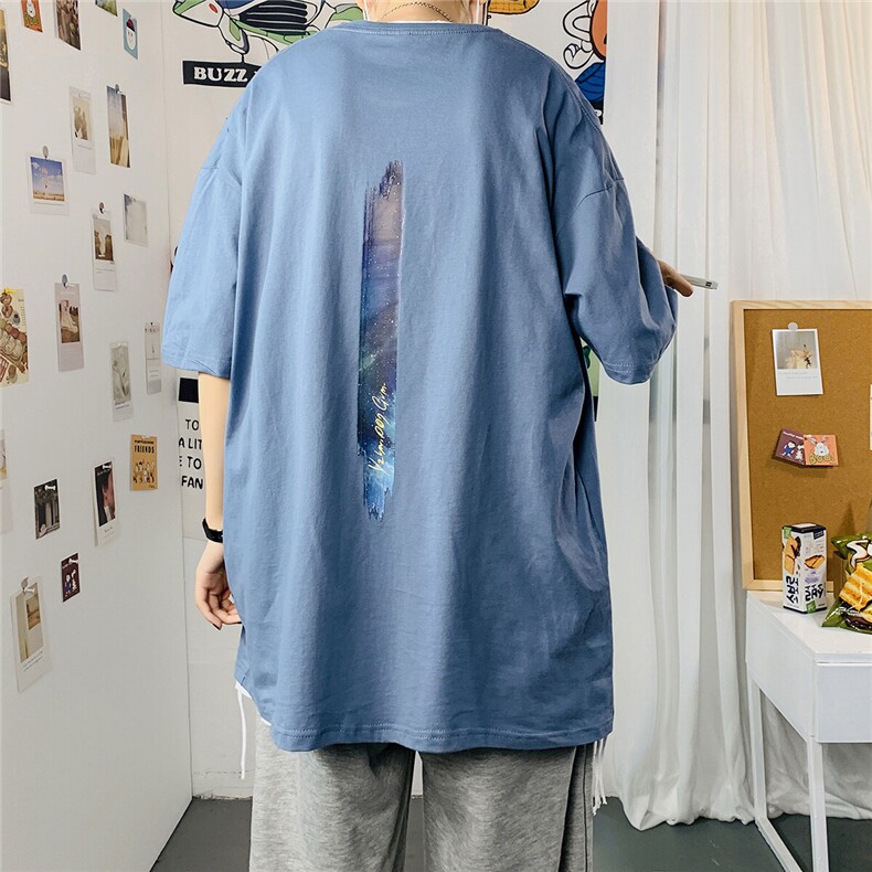 1港风圆领大码M-5XL运动日系原宿潮流男士短袖宽松T恤7036F20控35，男装T恤，星座226-2