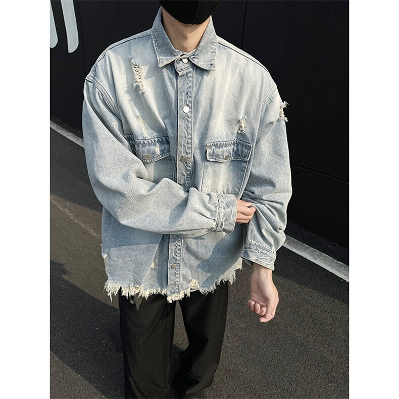 得物二开潮牌牛仔服外套破洞男上衣青年春休闲夹克JK1175-P70,男装夹克,星座1103-3