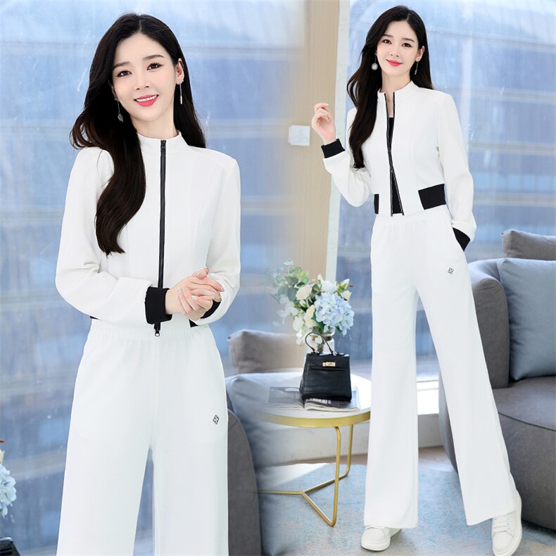 休闲时尚运动套装女2024春秋新款时尚气质女神范坠感阔腿裤两件套，女装套装/套裙，时尚俏佳人