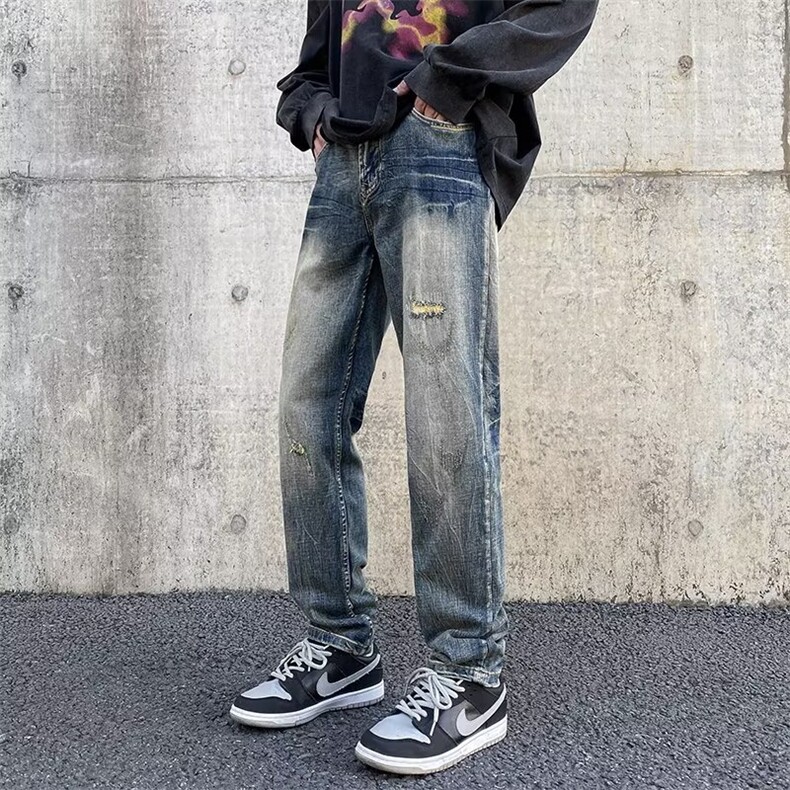 美式牛仔裤男春秋新款休闲直筒裤XB29P48,男装牛仔裤,星座1116-2