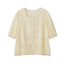 气质百搭天丝盘扣小衫2025年春季短袖，女装衬衫，朝贺羊绒