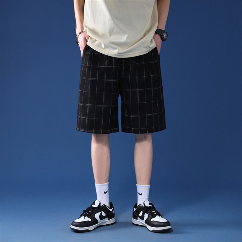 K6045/P28新款夏款西裤格子短裤男女中性风中裤男大码休闲裤控39,女装休闲裤,电商A141