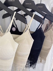 夏季穿搭小香风性感纯欲超好看吊带背心带胸垫蕾丝钩花打底上衣女，女装背心吊带，安月电商供货