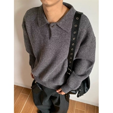 秋冬复古慵懒风POLO领宽松休闲百搭长袖套头针织衫毛衣M6631，男装针织衫/毛衣，星座1116A（原606A-3）
