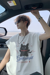 夏季外景纯棉趣味卡通宽松背心男潮流运动坎肩无袖T恤BX00134/P25图片