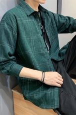 加绒加厚潮流休闲衬衣男士格子衬衫外套潮DS606T，男装衬衫，电商A102
