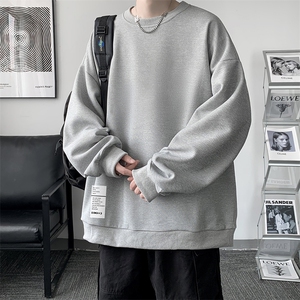 华夫格卫衣圆领卫衣男大码长袖t恤男外套 HW76045-P30加绒款-P40图片
