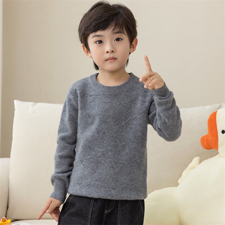 时尚儿童羊毛衫男童女童秋冬新款保暖圆领长袖针织衫宝宝毛衣，童装儿童羊毛衫，冰晶童装