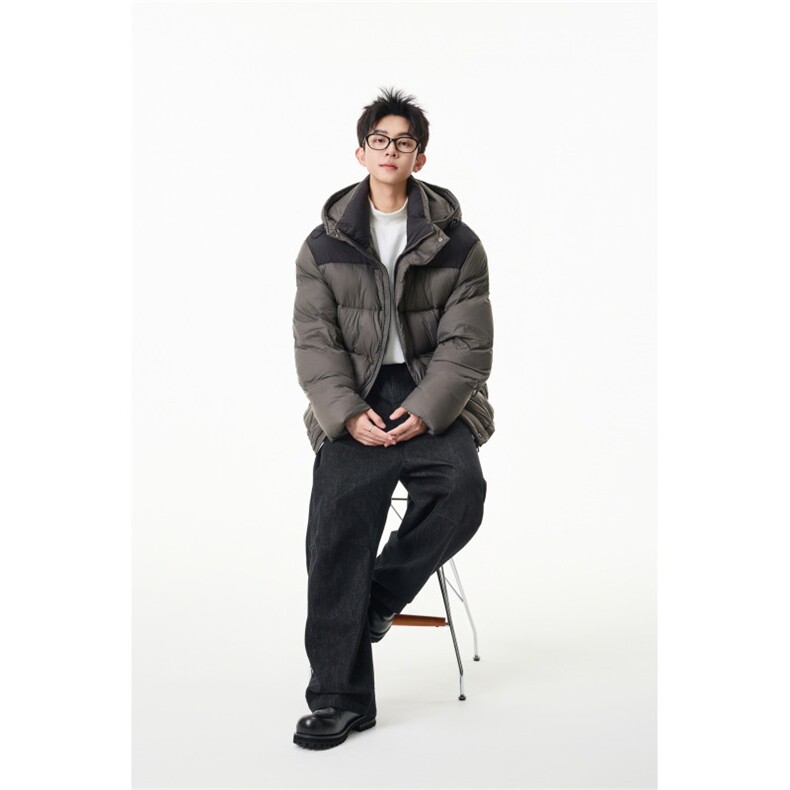 90%绒新标有报告连帽撞色韩版宽松羽绒服外套Y990/370现货,男装羽绒服,星座202