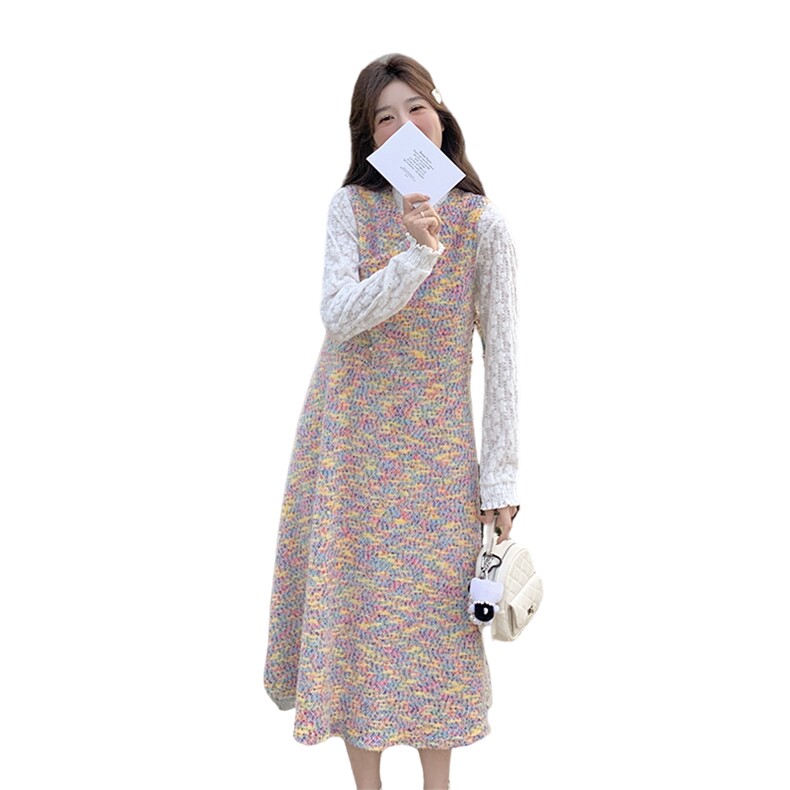 绿色格子连衣裙套装女2025春季新款小清新甜美减龄蕾丝罩衫两件套,女装套装/套裙,2C115