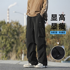 大口袋抽绳直筒工装裤潮秋季户外百搭休闲裤男新款K211-特批-38，男装工装外套，星座718-1