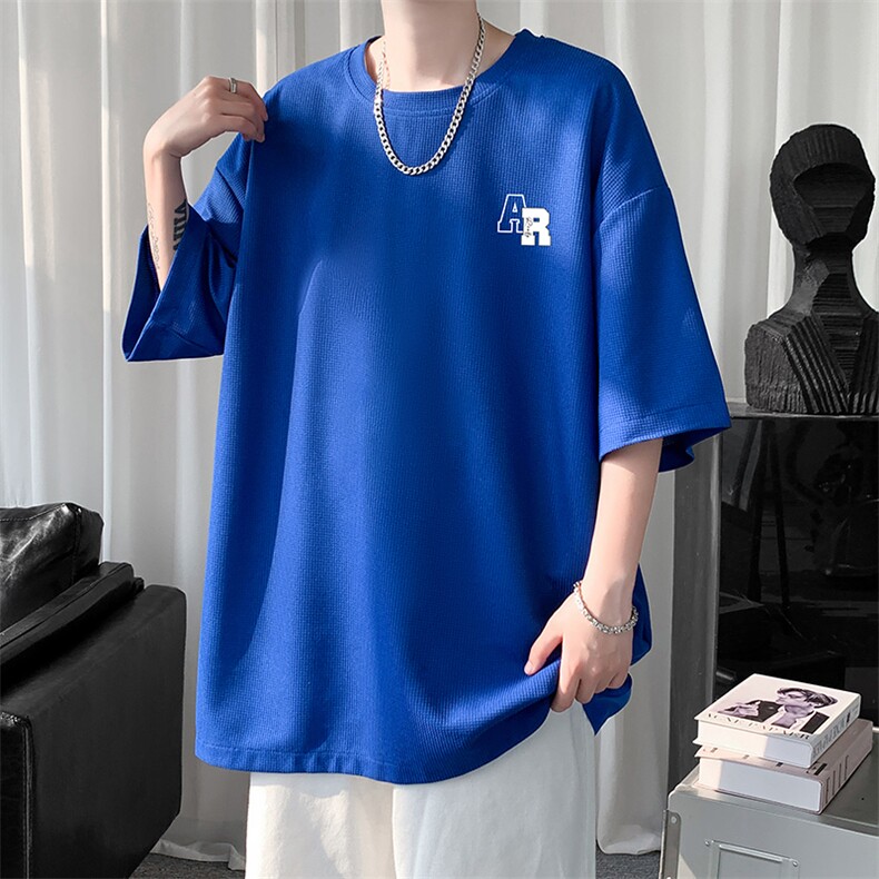华夫格t恤男短袖男大码五分袖短句风HT73369-P22,男装T恤,电商A040