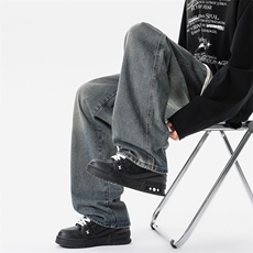 8XL-M牛仔裤美式潮牌复古水洗做旧特大码直筒宽松长裤NZ9009/P58，男装牛仔裤，电商B238