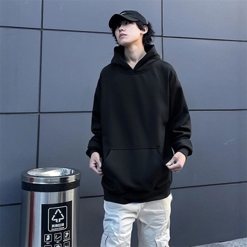 抖音得物高品质二开秋冬美式高街重磅结构辑明线连帽卫衣外套W75,男装卫衣,电商A486-1