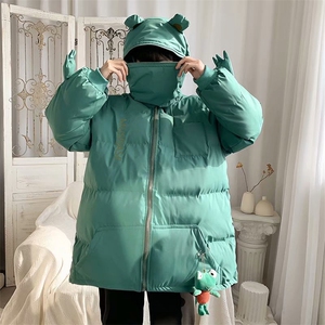 新款潮流棉袄韩版宽松加厚棉衣小青蛙棉服送青蛙 W317-P80图片