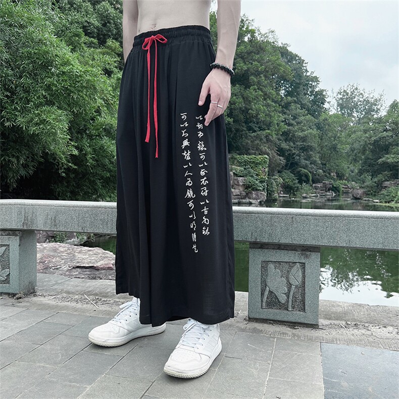 新中式潮刺绣阔腿裤七分裤男女休闲裤ZK031-P55,男装牛仔裤,电商A021
