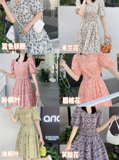 夏季新款韩版碎花连衣裙【配腰带】，女装连衣裙，艾美欧歌(1F)