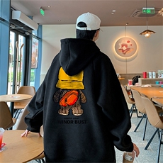 已注册港风抖音直播得物品质宽松麂皮绒连帽卫衣W6026P48，男装卫衣，电商C408-1(原B339-1)
