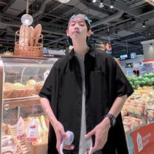2023夏季设计感小众衬衫短袖衬衣日系不规则衬衣外套W3361-P32，男装衬衫，星座512-2
