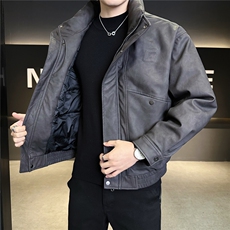 新标90绒美式皮衣羽绒服男冬季2025新款休闲外套A313-887-P305，男装皮衣，电商A313