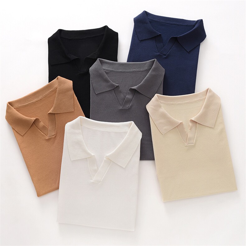 夏季新款简约莱塞尔海鸥领短袖男宽松百搭显瘦时尚休闲上衣，男装T恤，牧绒家园