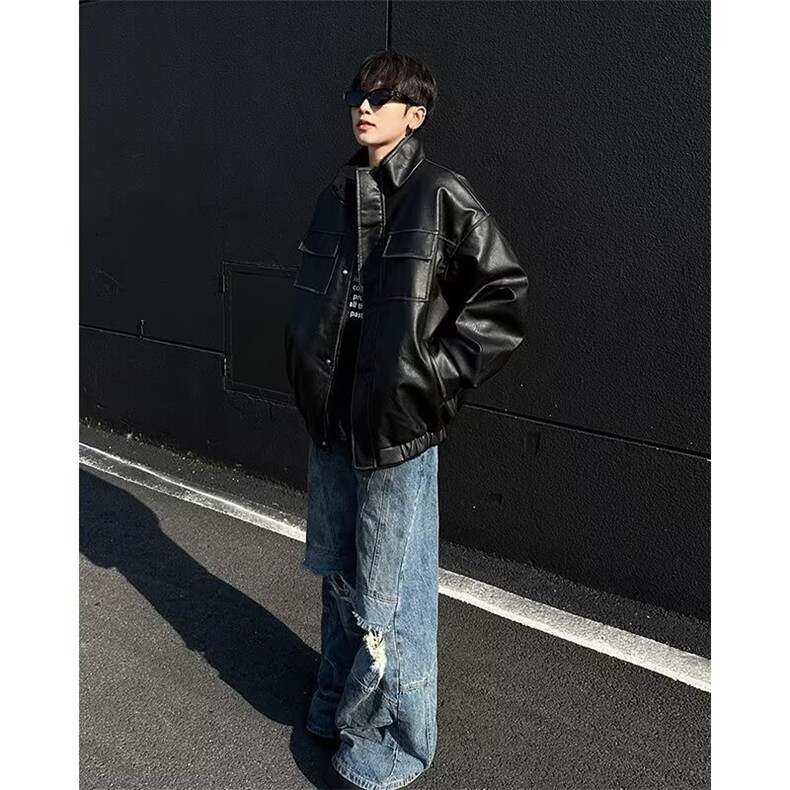冬季2026新款棉衣外套男夹克宽松加厚保暖羊羔毛皮毛一体棉服D823,男装夹克,星座506