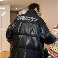 港风新款冬季时尚百搭宽松PU皮棉服外套MY6401P115控158，男装棉衣，电商A268A