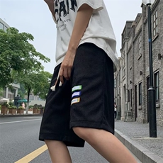 五分裤男韩版潮流贴标痞子帅气2024夏季新款ins休闲短裤K4141-P27，男装牛仔裤，星座412-3