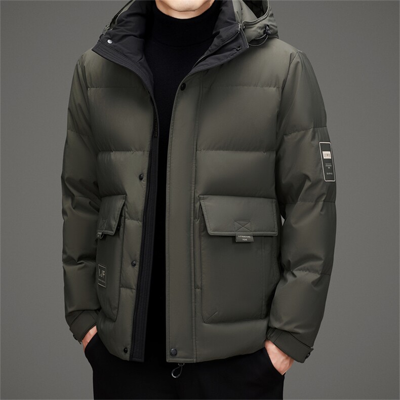 新款工装羽绒服外套男款冬季加厚可脱卸帽潮流时尚休闲羽绒服大衣,男装羽绒服,钱塘723