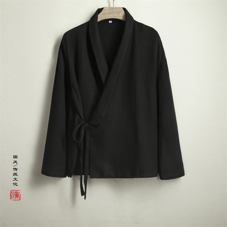 秋装新款风男装棉麻男士改良汉服外套C066P80图片