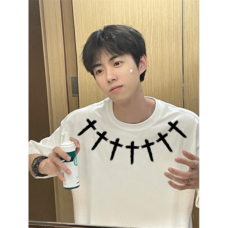 抖音品质港风新款潮流印花短袖T恤dcm307-特批20控38,男装T恤,星座605(原A050)